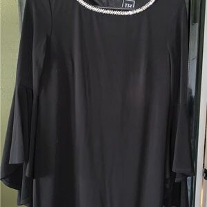 Black Beaded Neckline Dress